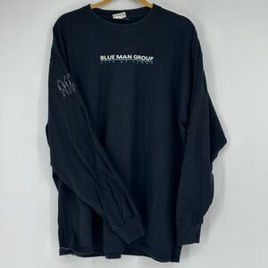 Vtg Blue Man Group Live at Luxor Long Sleeve Graphic T-Shirt Black Mens‎ 2XL